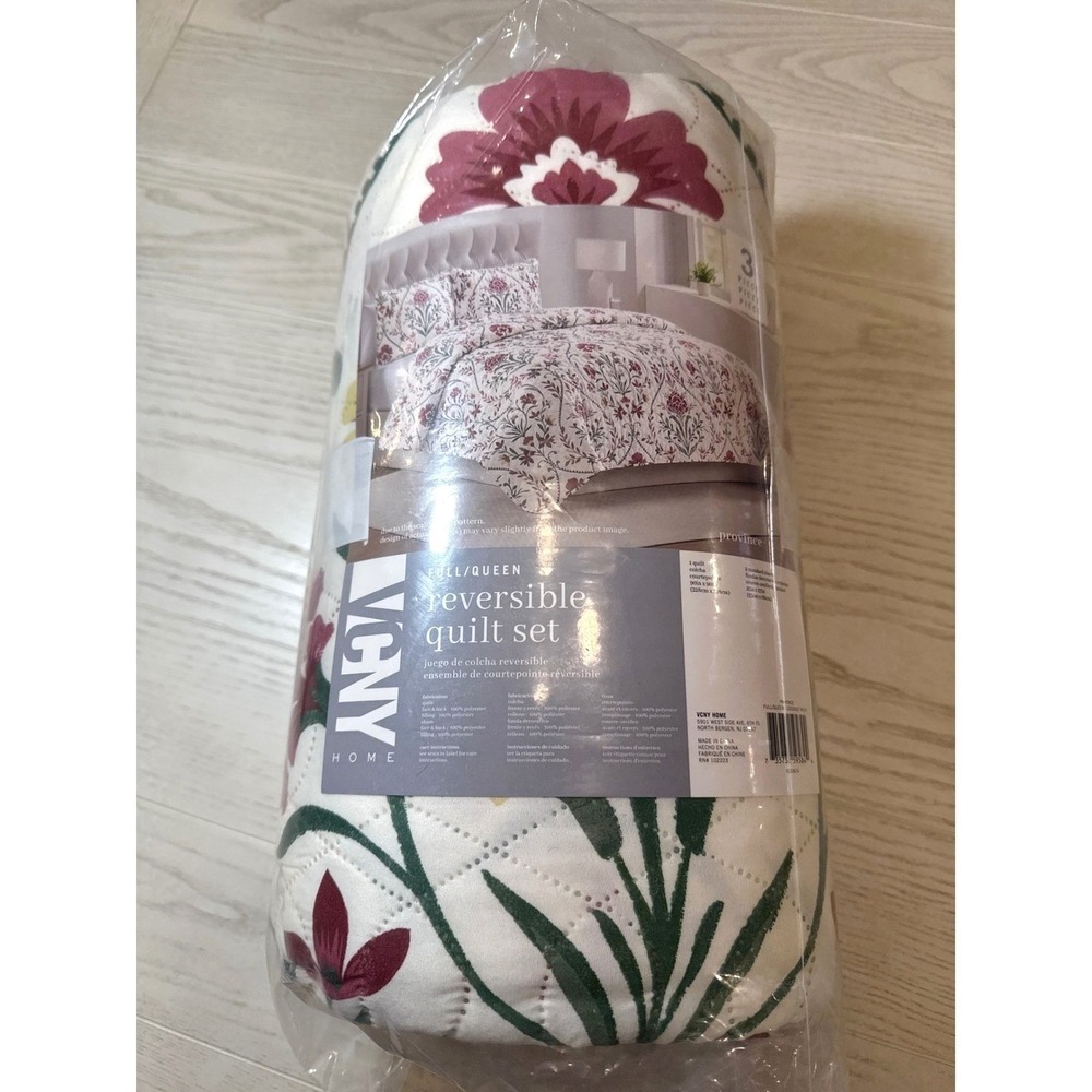 NEW Floral Quilt Set Full Queen Damask Boho Cottage Feminine Shabby Chic Bedding